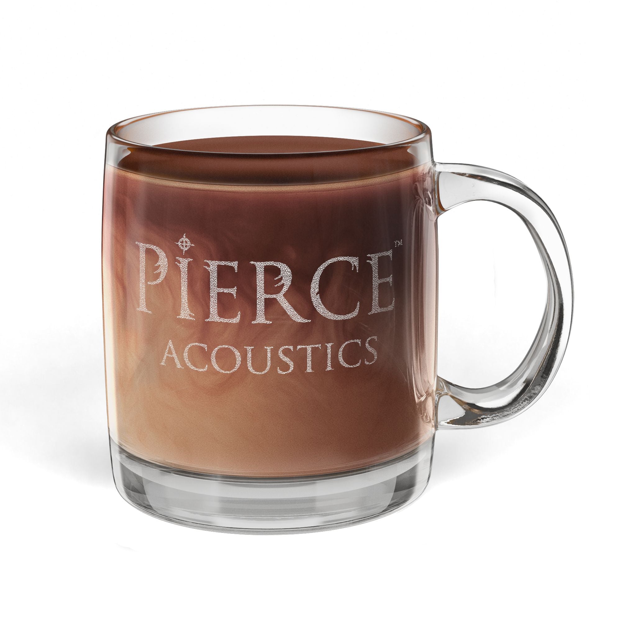 Pierce Acoustics Official Engraved Glass Coffee Mug 12.25 oz