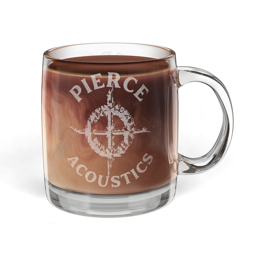 Pierce Acoustics Official Engraved Glass Coffee Mug 12.25oz