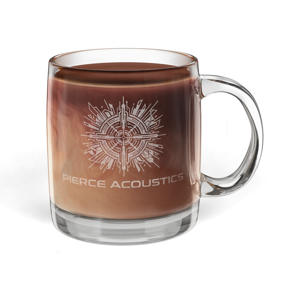 Pierce Acoustics Official Engraved Glass Coffee Mug 12.25 oz