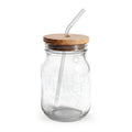 Pierce Acoustics Official Engraved 16oz Glass Sipper Jar with Bamboo Lid & Straw