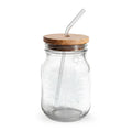 Pierce Acoustics Official 16oz Engraved Glass Sipper Jar with Bamboo Lid & Straw