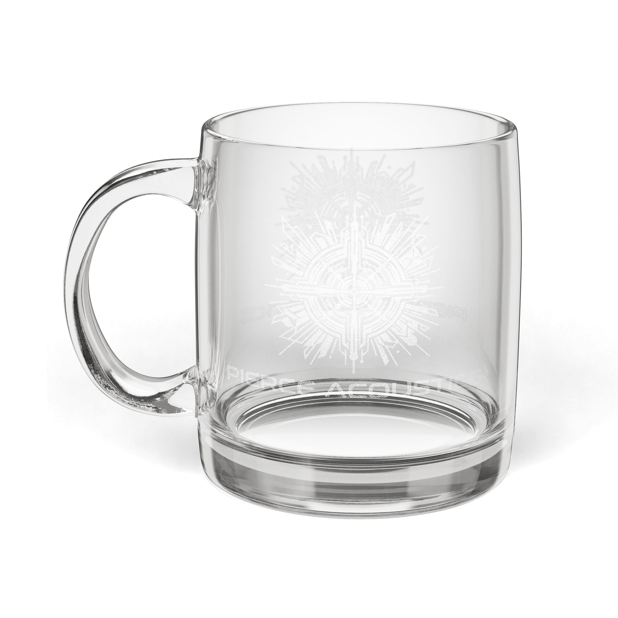 Pierce Acoustics Official Engraved Glass Coffee Mug 12.25 oz
