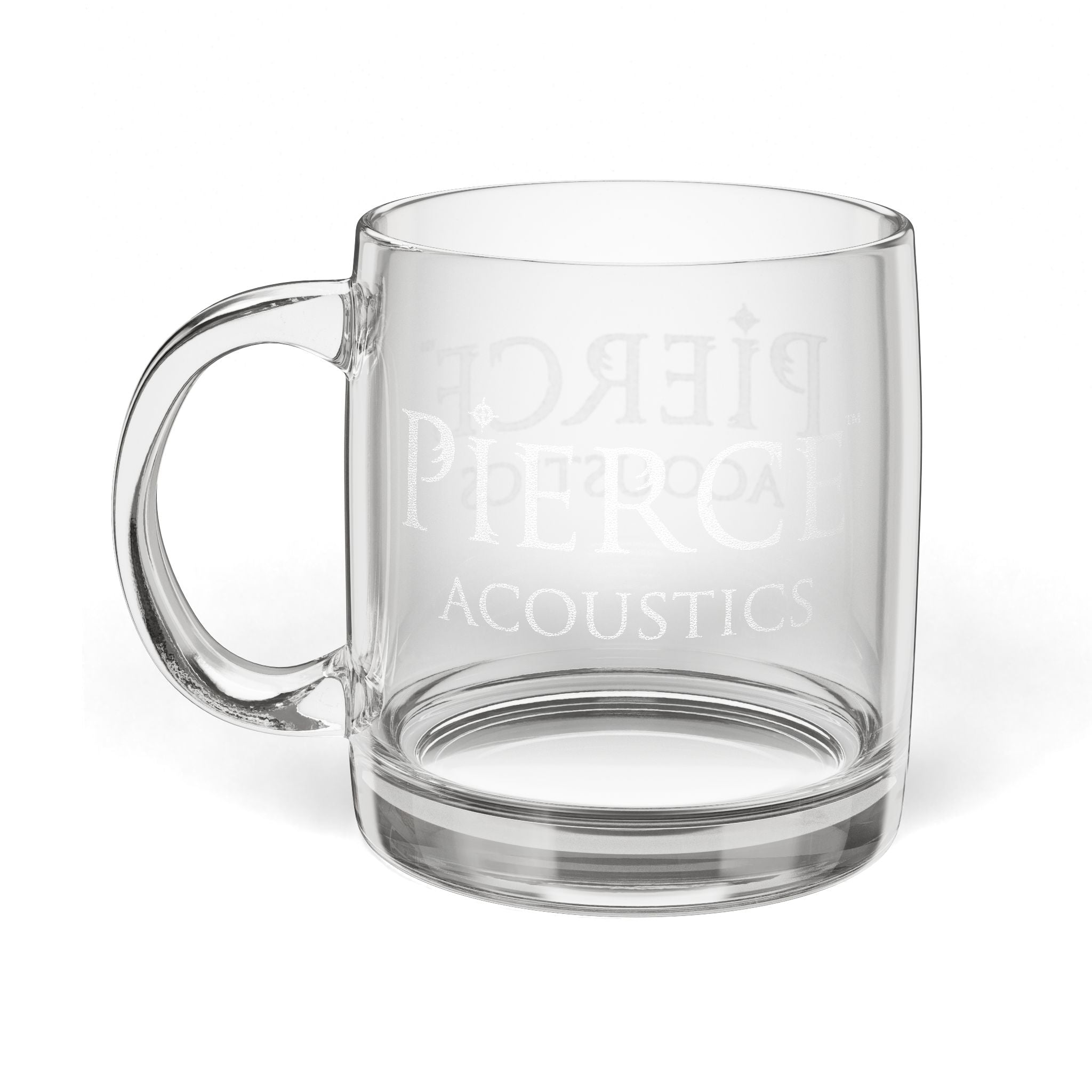 Pierce Acoustics Official Engraved Glass Coffee Mug 12.25 oz