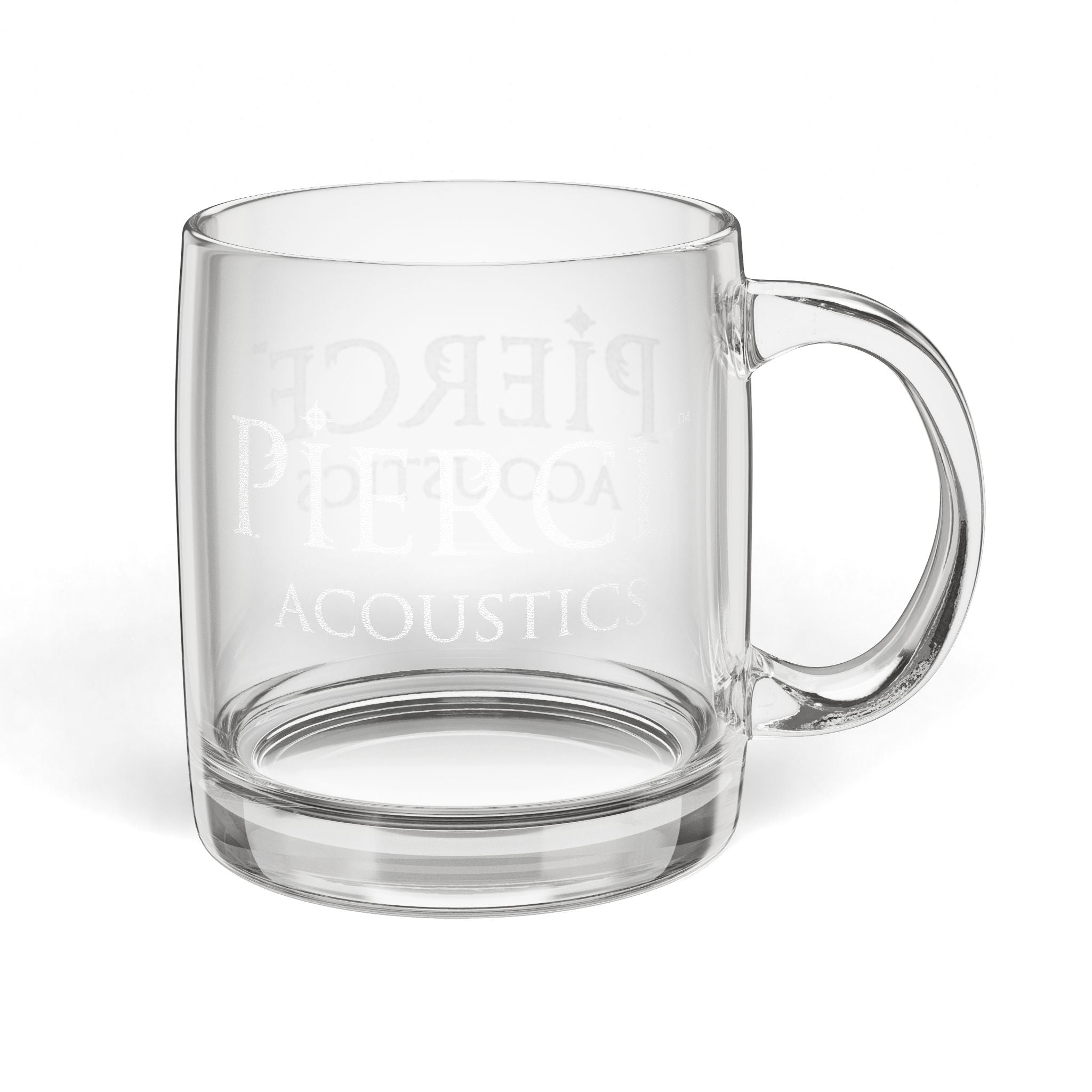 Pierce Acoustics Official Engraved Glass Coffee Mug 12.25 oz