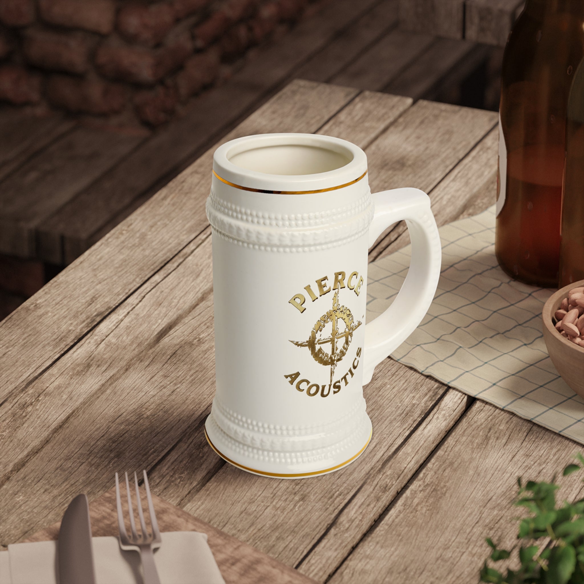Pierce Acoustics Official Ceramic Beer Stein Mug