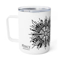 10oz Insulated Coffee Mug — Geometric Compass Mandala Design